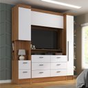 Ver imagem 1 de Conjunto de Guarda-Roupa Modulado Viena 2 Portas 8 Gavetas 3 Peças Yescasa Branco/Nogal