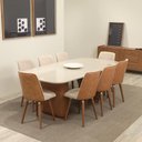 Ver imagem 1 de Conjunto de Jantar Mesa Retangular com Vidro Lintz com 8 Cadeiras Giratória Dakota - Canella C/
