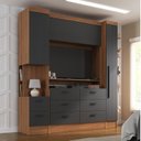 Ver imagem 1 de Conjunto de Guarda-Roupa Modulado Viena 2 Portas 8 Gavetas 3 Peças Yescasa Cinza/Nogal/Grafite