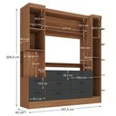 Ver imagem 4 de Conjunto de Guarda-Roupa Modulado Viena 2 Portas 8 Gavetas 3 Peças Yescasa Cinza/Nogal/Grafite
