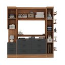 Ver imagem 3 de Conjunto de Guarda-Roupa Modulado Viena 2 Portas 8 Gavetas 3 Peças Yescasa Cinza/Nogal/Grafite