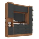 Ver imagem 2 de Conjunto de Guarda-Roupa Modulado Viena 2 Portas 8 Gavetas 3 Peças Yescasa Cinza/Nogal/Grafite
