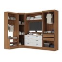 Ver imagem 3 de Guarda-Roupa Modulado 5 Portas 6 Gavetas 4 Peças Viena Yescasa Branco/Nogal