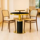 Ver imagem 2 de Conjunto Mesa de Jantar Redonda Imperial 70cm Preta com 2 Cadeiras Roma - Marrom
