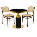 Ver imagem 1 de Conjunto Mesa de Jantar Redonda Imperial 70cm Preta com 2 Cadeiras Roma - Marrom