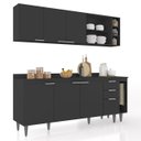 Ver imagem 1 de Armário de Cozinha Cp11 e Tampo 178cm Pérola Z34 Preto - Mpozenato