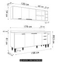 Ver imagem 4 de Armário de Cozinha Cp11 e Tampo 178cm Pérola Z34 Preto - Mpozenato