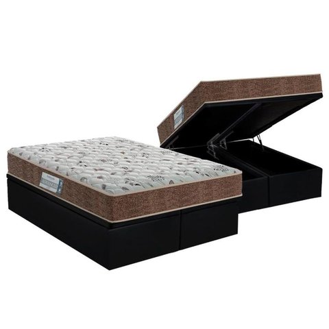 Cama Box Baú King: Colchão Espuma D45 Probel ProDormir Advanced Double Face + Base CRC Suede Black(1