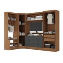 Ver imagem 3 de Guarda-Roupa Modulado 5 Portas 6 Gavetas 4 Peças Viena Yescasa Cinza/Nogal/Grafite