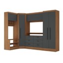 Ver imagem 6 de Guarda-Roupa Modulado 5 Portas 6 Gavetas 4 Peças Viena Yescasa Cinza/Nogal/Grafite