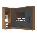 Ver imagem 2 de Guarda-Roupa Modulado 5 Portas 6 Gavetas 4 Peças Viena Yescasa Cinza/Nogal/Grafite