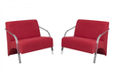 Ver imagem 1 de Kit 2 Poltronas Namoradeira 2 Lugares Vênus Braço Alumínio D Salla Suede Vermelho