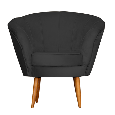 Poltrona Cadeira Decorativa Pétala - Corino Preto Cipatex