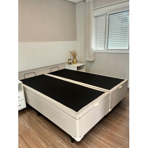 Base Box Bau King Size Linho Bege Blindada 1,93 X 2,03