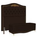Ver imagem 1 de Cabeceira Cama Box Casal Queen 160cm Com Calçadeira Baú Imperial J02 Corano Marrom Escuro -