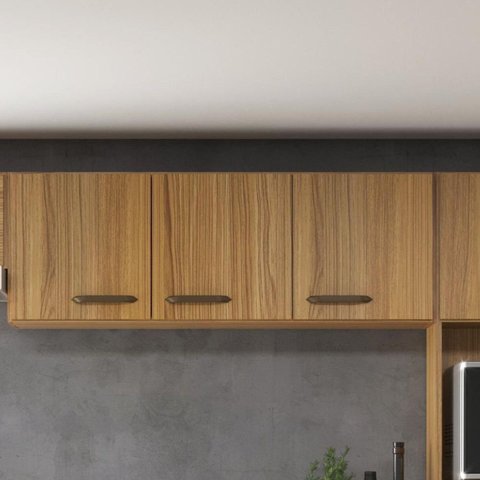 Armário Aéreo 3 Portas 120 cm Não Possuí Espelho Marrom