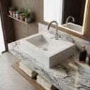 Ver imagem 4 de Cuba Banheiro Apoio Quadrada Plástico Branca 46cm Lavabo Sobrepor