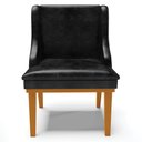 Ver imagem 7 de Kit 3 Cadeiras Decorativas Sala de Jantar Base Fixa de Madeira Firenze PU Preto Brilho/Castanho G19