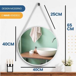 Espelho Adnet Redondo 40cm com Alça e Suporte para Sala Quarto Banheiro Hall - 5