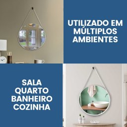 Espelho Adnet Redondo 40cm com Alça e Suporte para Sala Quarto Banheiro Hall - 7