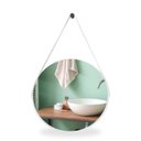 Ver imagem 4 de Espelho Adnet Redondo 40cm com Alça e Suporte para Sala Quarto Banheiro Hall