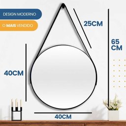 Espelho Adnet Redondo 40cm com Alça e Suporte para Sala Quarto Banheiro Hall - 5
