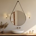 Ver imagem 2 de Espelho Adnet Redondo 60cm com Alça e Suporte para Escritório Banheiro Hall