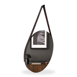 Espelho Adnet Redondo 60cm com Alça e Suporte para Escritório Banheiro Hall - 3