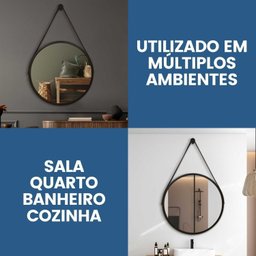 Espelho Adnet Alumínio 40cm com Alça e Suporte para Banheiro Sala Quarto Escritório - 5