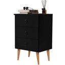 Ver imagem 2 de Mesa de Cabeceira Retrô com 3 Gavetas Madri:Preto