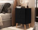 Ver imagem 1 de Mesa de Cabeceira Retrô com 3 Gavetas Madri:Preto