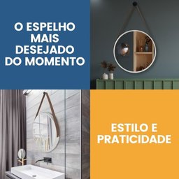 Espelho Adnet Alumínio 55cm com Alça e Suporte para Banheiro Sala Quarto Escritório - 4