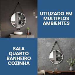 Espelho Adnet Alumínio 55cm com Alça e Suporte para Banheiro Sala Quarto Escritório - 5