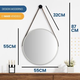 Espelho Adnet Alumínio 55cm com Alça e Suporte para Banheiro Sala Quarto Escritório - 8