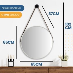 Espelho Adnet Alumínio 65cm com Alça e Suporte para Banheiro Sala Quarto Escritório - 8
