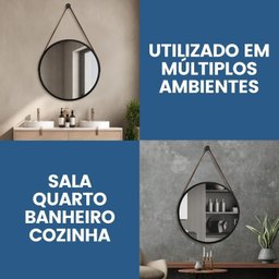 Espelho Adnet Alumínio 65cm com Alça e Suporte para Banheiro Sala Quarto Escritório - 5