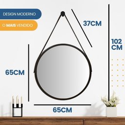 Espelho Adnet Alumínio 65cm com Alça e Suporte para Banheiro Sala Quarto Escritório - 8
