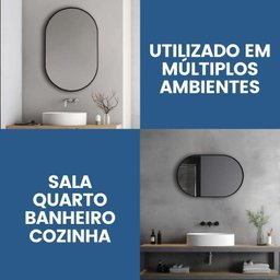 Espelho Decorativo Modelo Cápsula Formato Ovalado 50x80cm para Sala Lavabo Quarto - 5