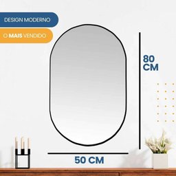 Espelho Decorativo Modelo Cápsula Formato Ovalado 50x80cm para Sala Lavabo Quarto - 9
