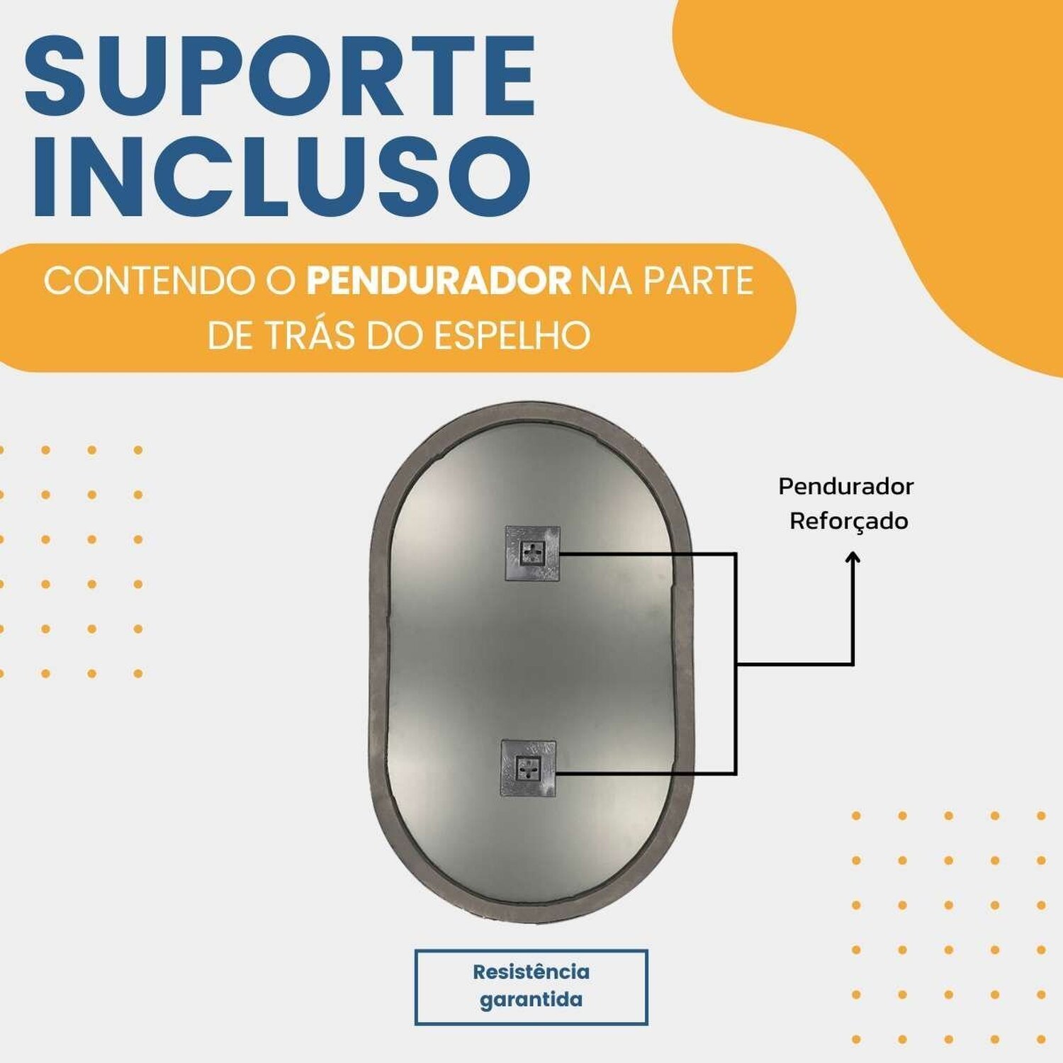 Espelho Decorativo Modelo Cápsula Formato Ovalado 50x80cm para Sala Lavabo Quarto - 10
