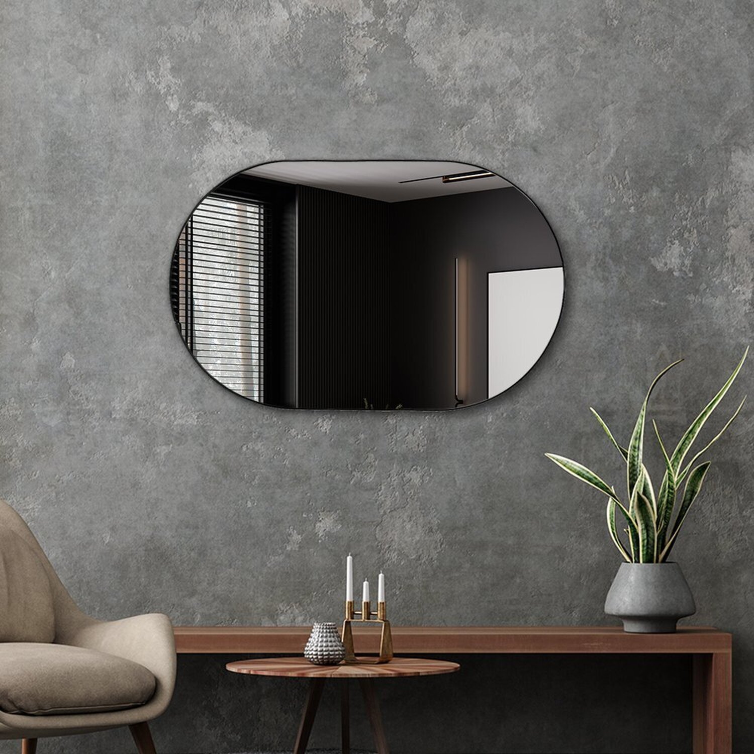 Espelho Decorativo Modelo Cápsula Formato Ovalado 50x80cm para Sala Lavabo Quarto - 7
