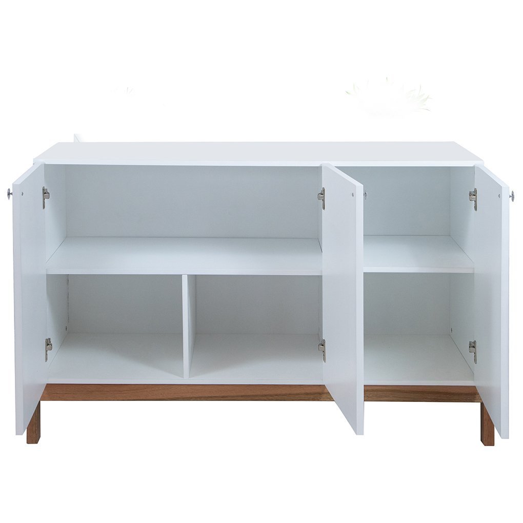 Balcão Buffet de Madeira Maciça e Mdf Venus 3 Portas Natural/branco - 4