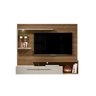 Painel Suspenso com LED e Prateleiras de Vidro para TV 60 Avelã Com Off White - 2