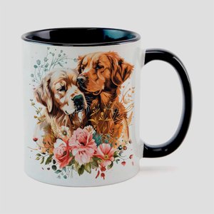 Caneca Branca com Interna Preta Y5 Cachorro Namorados Amor Love Dog 36