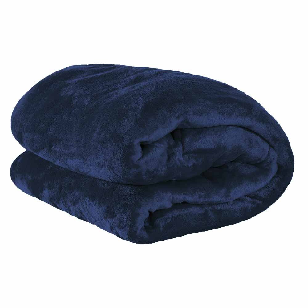 Manta Soft Cobertor Solteiro Microfibra Antialérgico Azul Marinho - 1