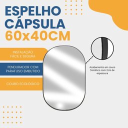 Espelho Decorativo Modelo Capsula 60x40cm para Sala Lavabo Hall Escritório - 7