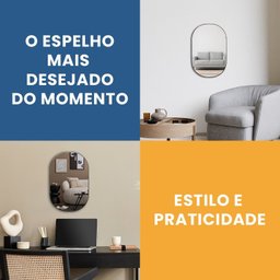 Espelho Decorativo Modelo Capsula 60x40cm para Sala Lavabo Hall Escritório - 5