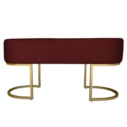Banco Recamier Estofado Luana Base Gold Veludo Bordô - Montanaris Decor - 3