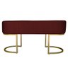Banco Recamier Estofado Luana Base Gold Veludo Bordô - Montanaris Decor - 3