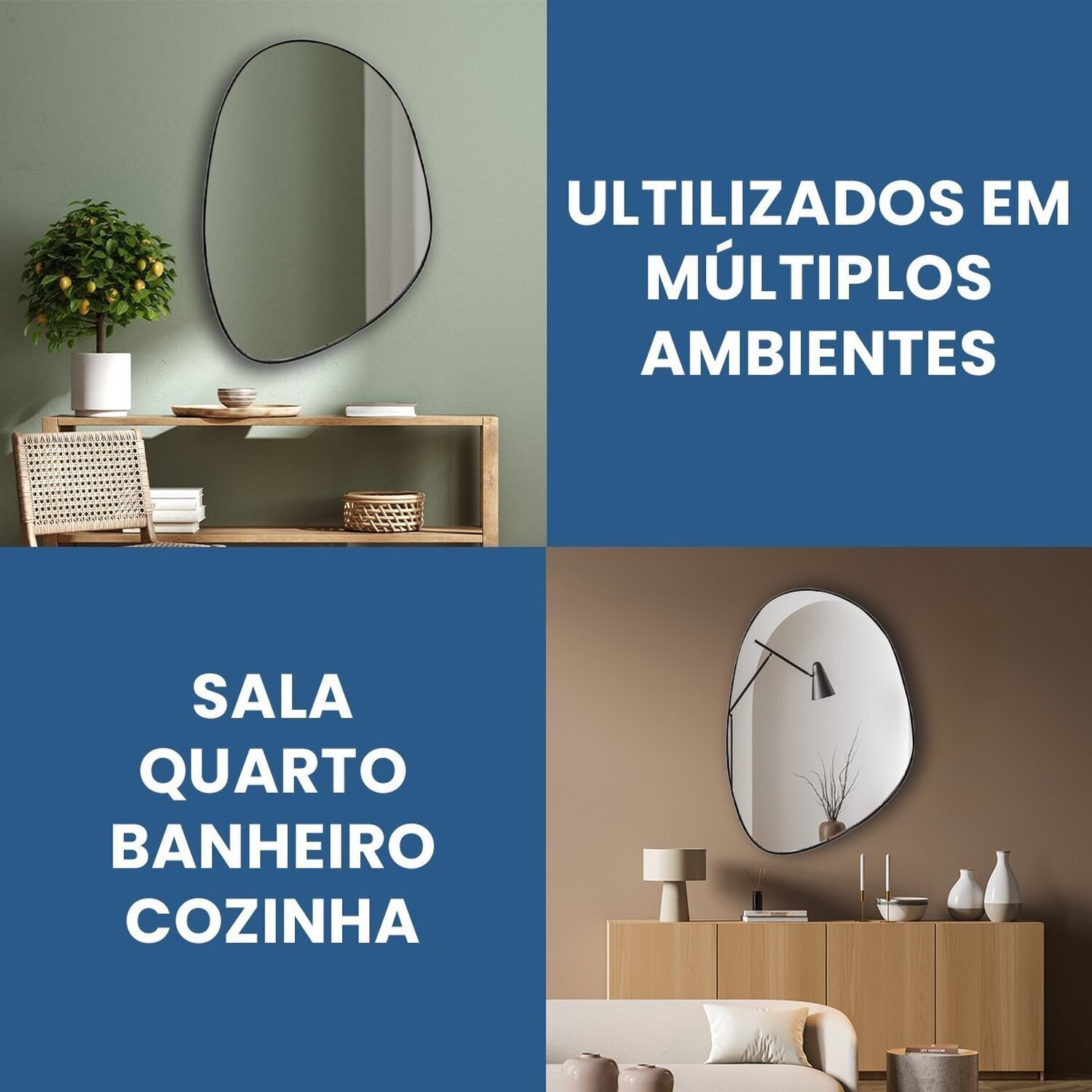 Espelho Decorativo Modelo Orgânico 60x40cm para Sala Cozinha Banheiro - 6